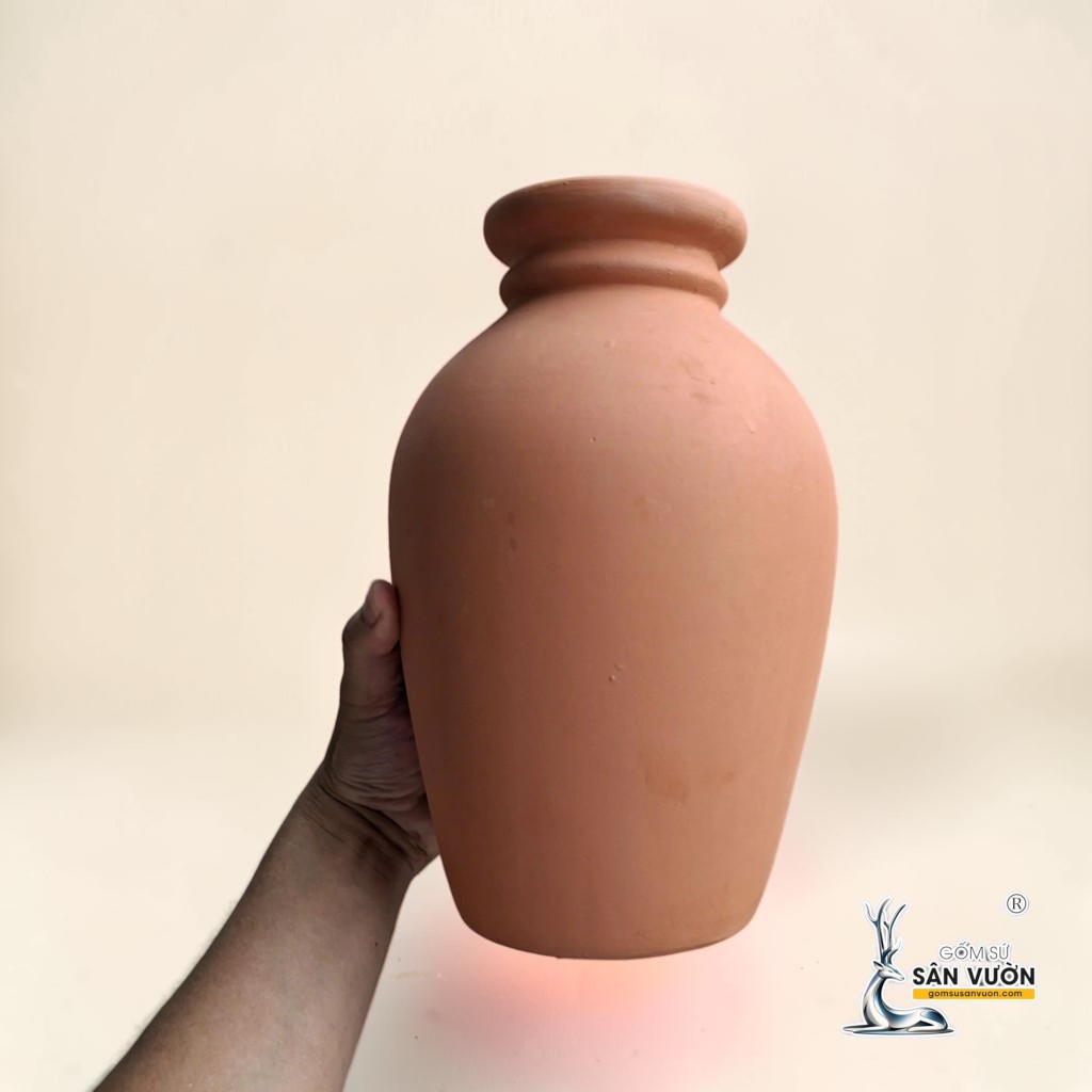 Bình Gốm Bầu Miệng Loe - Cao 27cm x Miệng 8cm - Gốm Sứ Sân Vườn