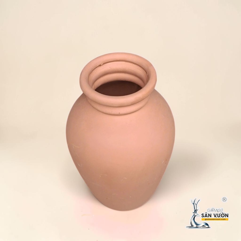 Bình Gốm Bầu Miệng Loe - Cao 27cm x Miệng 8cm - Gốm Sứ Sân Vườn