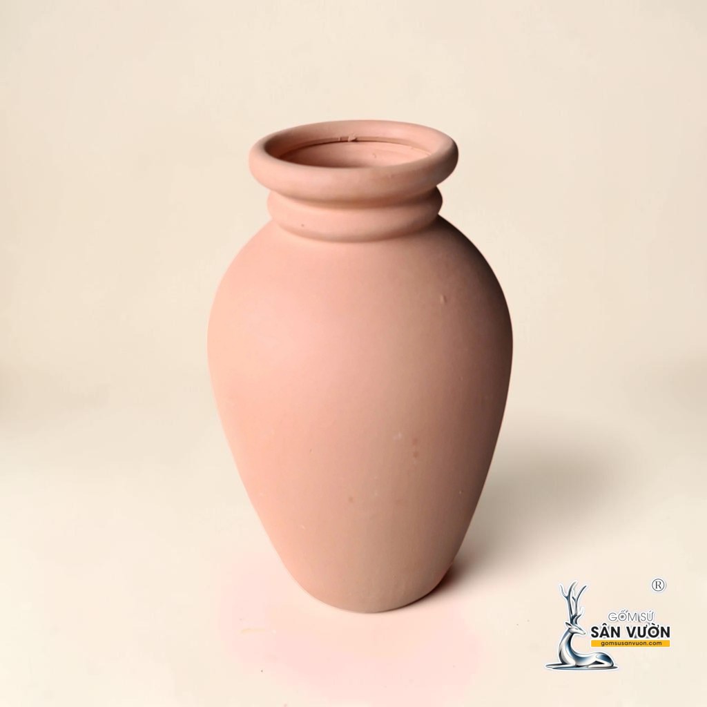 Bình Gốm Bầu Miệng Loe - Cao 27cm x Miệng 8cm - Gốm Sứ Sân Vườn