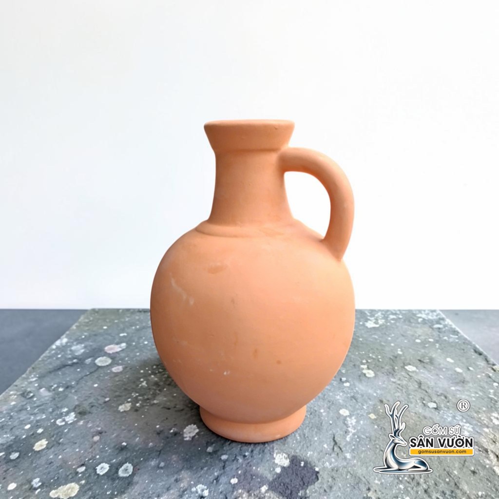 Bình Gốm Cổ Cao 1 Quai - Cao 29cm x Miệng 8cm - Gốm Sứ Sân Vườn