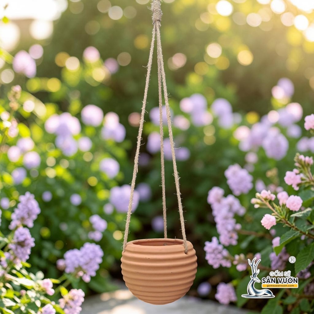 Chậu Treo Dây Gốm Đất Nung Hình Con Ong 12 x 10 cm - Gốm Sứ Sân Vườn
