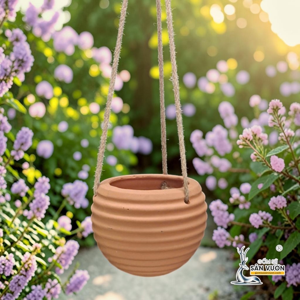 Chậu Treo Dây Gốm Đất Nung Hình Con Ong 12 x 10 cm - Gốm Sứ Sân Vườn