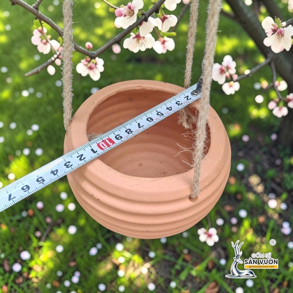 Chậu Treo Dây Gốm Đất Nung Hình Con Ong 12 x 10 cm - Gốm Sứ Sân Vườn