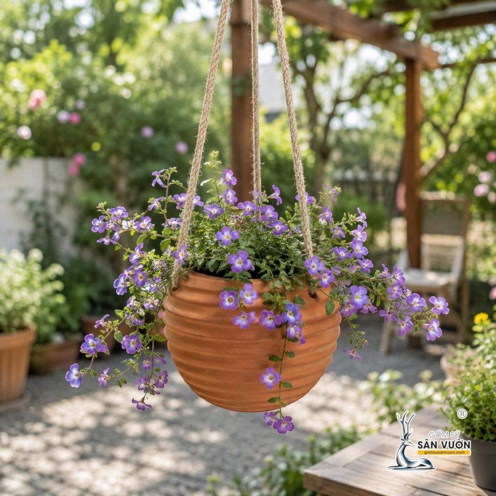 Chậu Treo Dây Gốm Đất Nung Hình Con Ong 12 x 10 cm - Gốm Sứ Sân Vườn