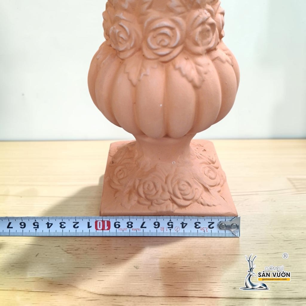 Bình Gốm Đất Nung Vân Hoa Hồng 15 x 30 cm 2 Kiểu - Gốm Sứ Sân Vườn