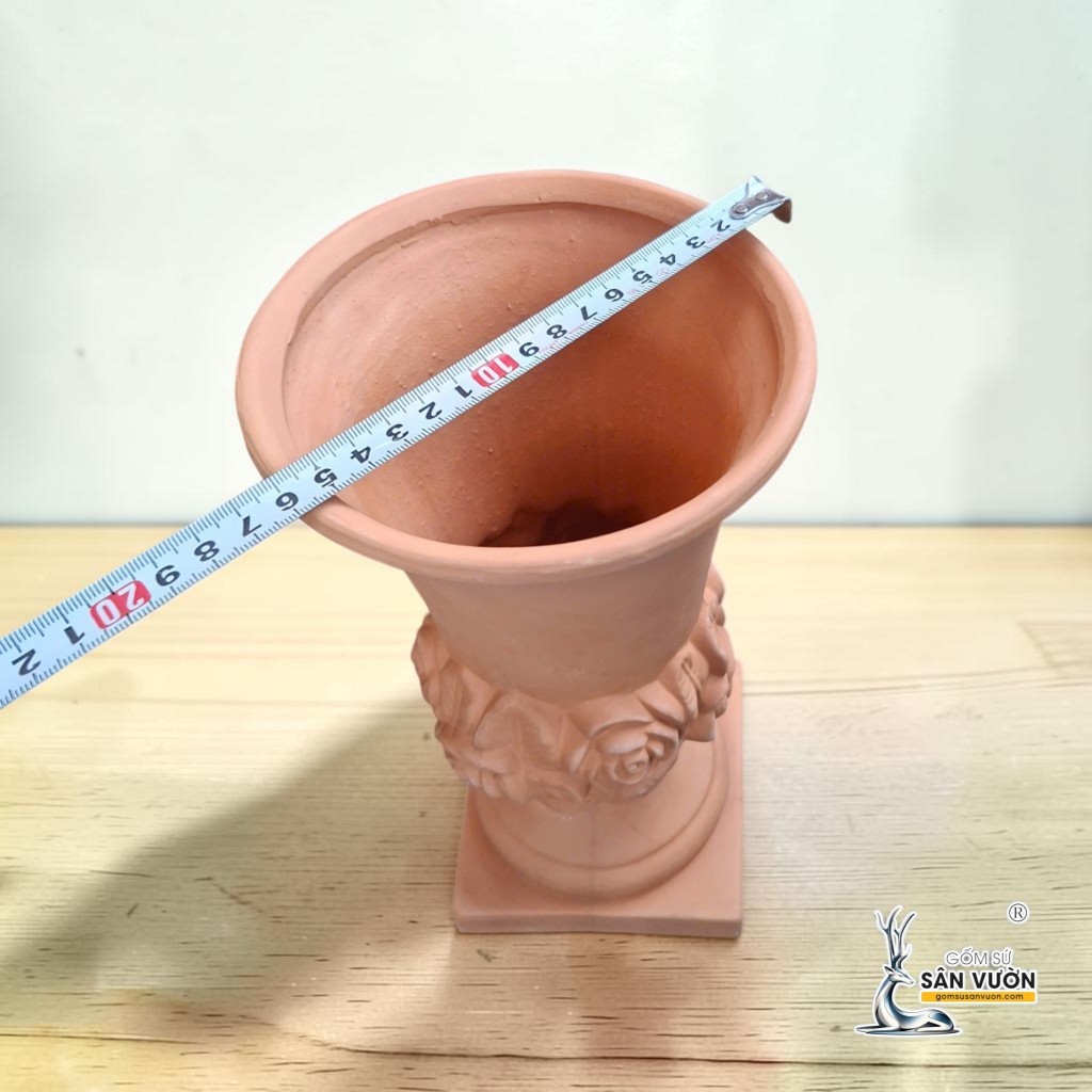 Bình Gốm Đất Nung Vân Hoa Hồng 15 x 30 cm 2 Kiểu - Gốm Sứ Sân Vườn