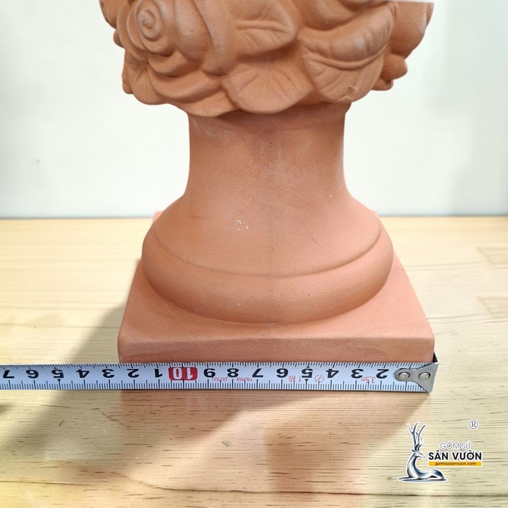 Bình Gốm Đất Nung Vân Hoa Hồng 15 x 30 cm 2 Kiểu - Gốm Sứ Sân Vườn