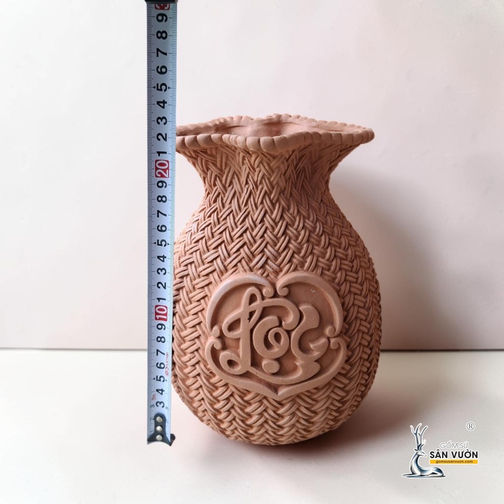 Bình Gốm Đất Nung Hình Túi Lộc 22cm - Gốm Sứ Sân Vườn