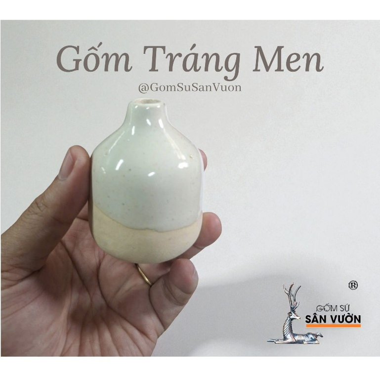 Lọ Cắm Hoa Gốm Men Mini 6cm - Gốm Sứ Sân Vườn