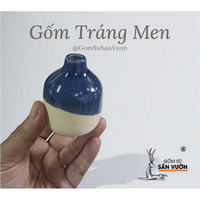 Lọ Cắm Hoa Gốm Men Mini 6cm - Gốm Sứ Sân Vườn