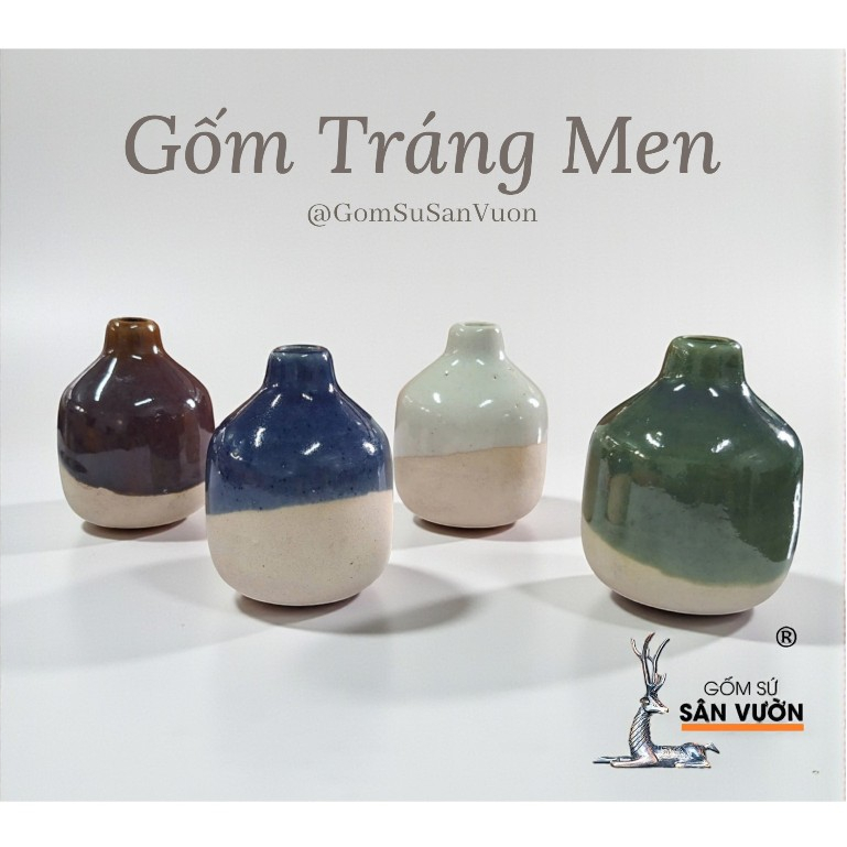 Lọ Cắm Hoa Gốm Men Mini 6cm - Gốm Sứ Sân Vườn