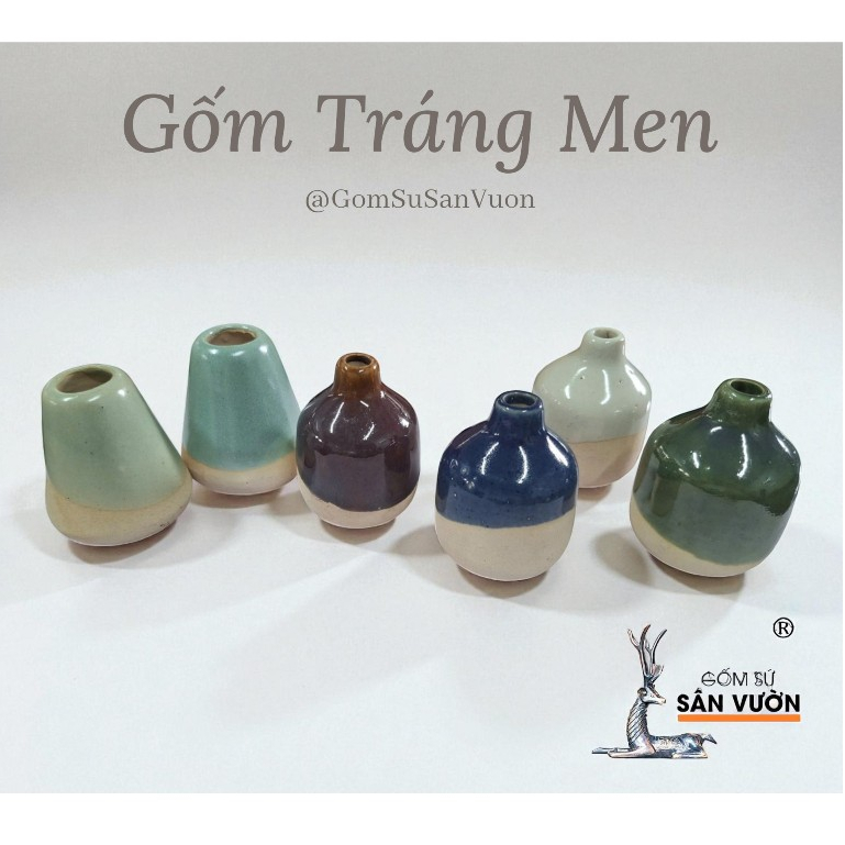 Lọ Cắm Hoa Gốm Men Mini 6cm - Gốm Sứ Sân Vườn