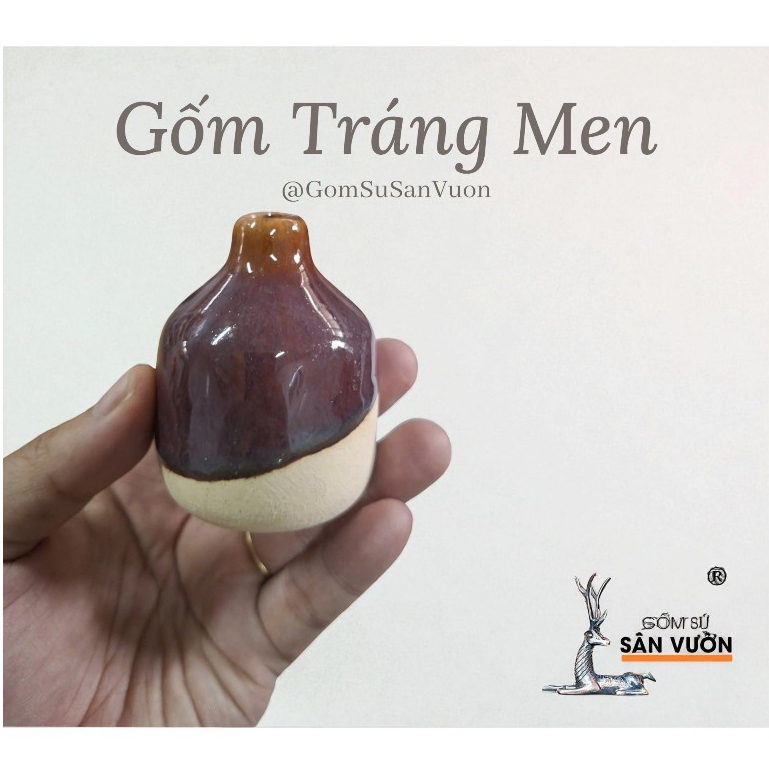 Lọ Cắm Hoa Gốm Men Mini 6cm - Gốm Sứ Sân Vườn