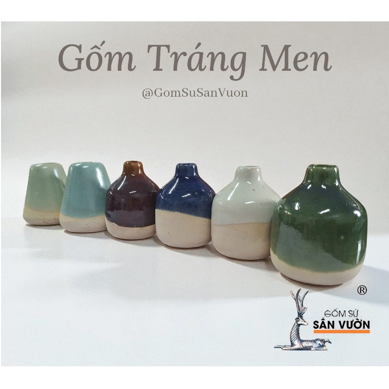 Lọ Cắm Bút Gốm Men Mini - Gốm Sứ Sân Vườn