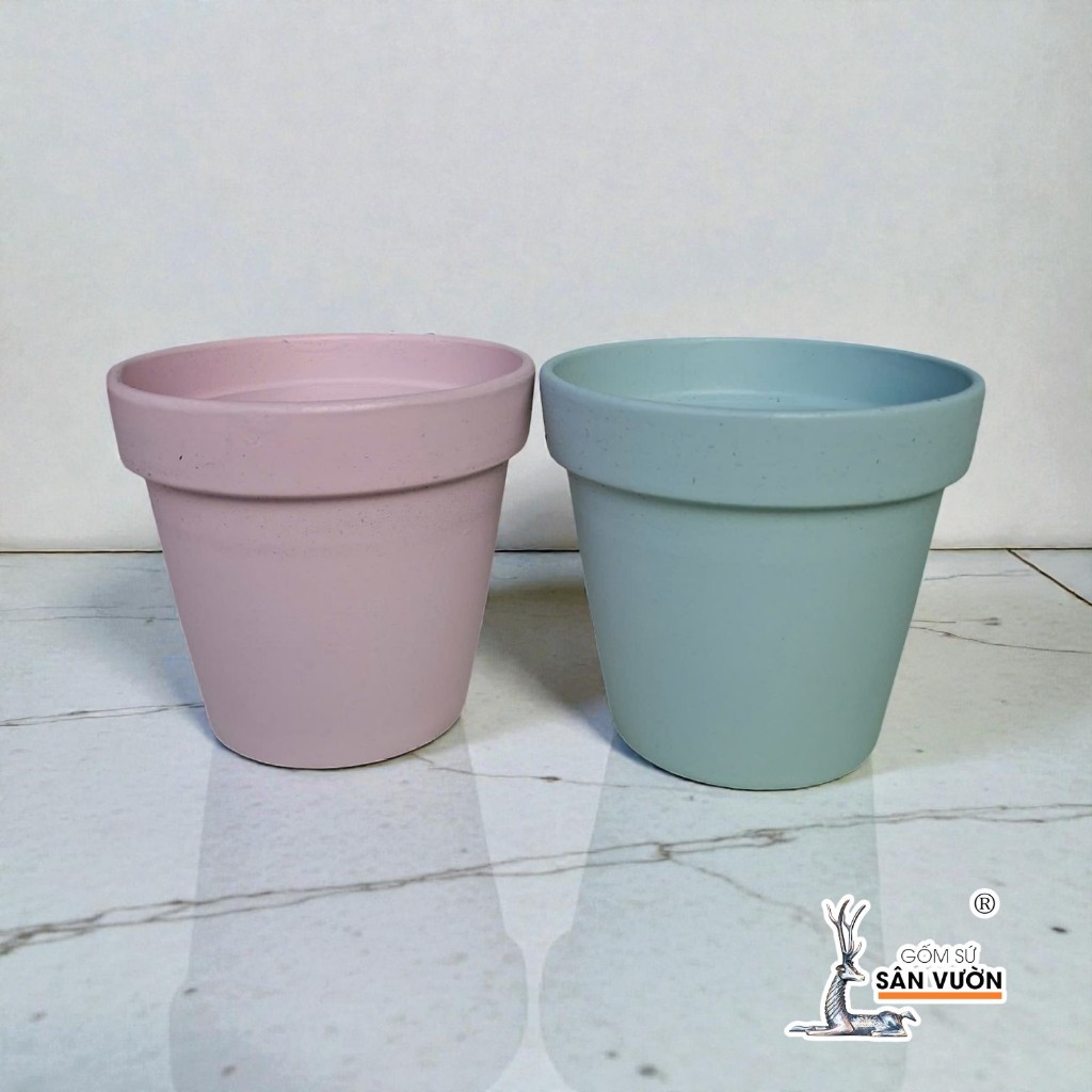 Chậu Gốm Đất Nung Ly Gờ Màu Pastel Size 10 cm - Gốm Sứ Sân Vườn