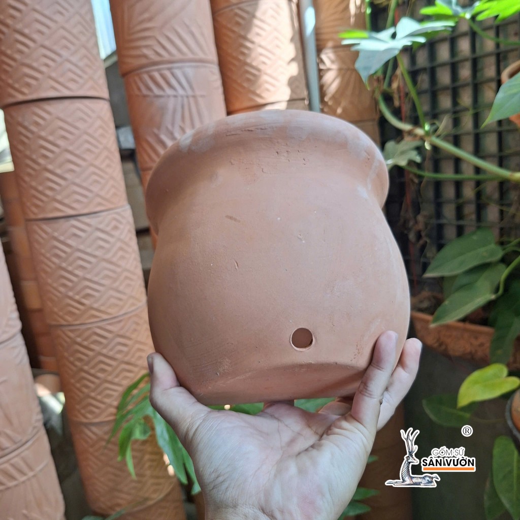 Chậu Treo Ốp Tường Gốm Đất Nung Dáng Trứng Trơn - Gốm Sứ Sân Vườn