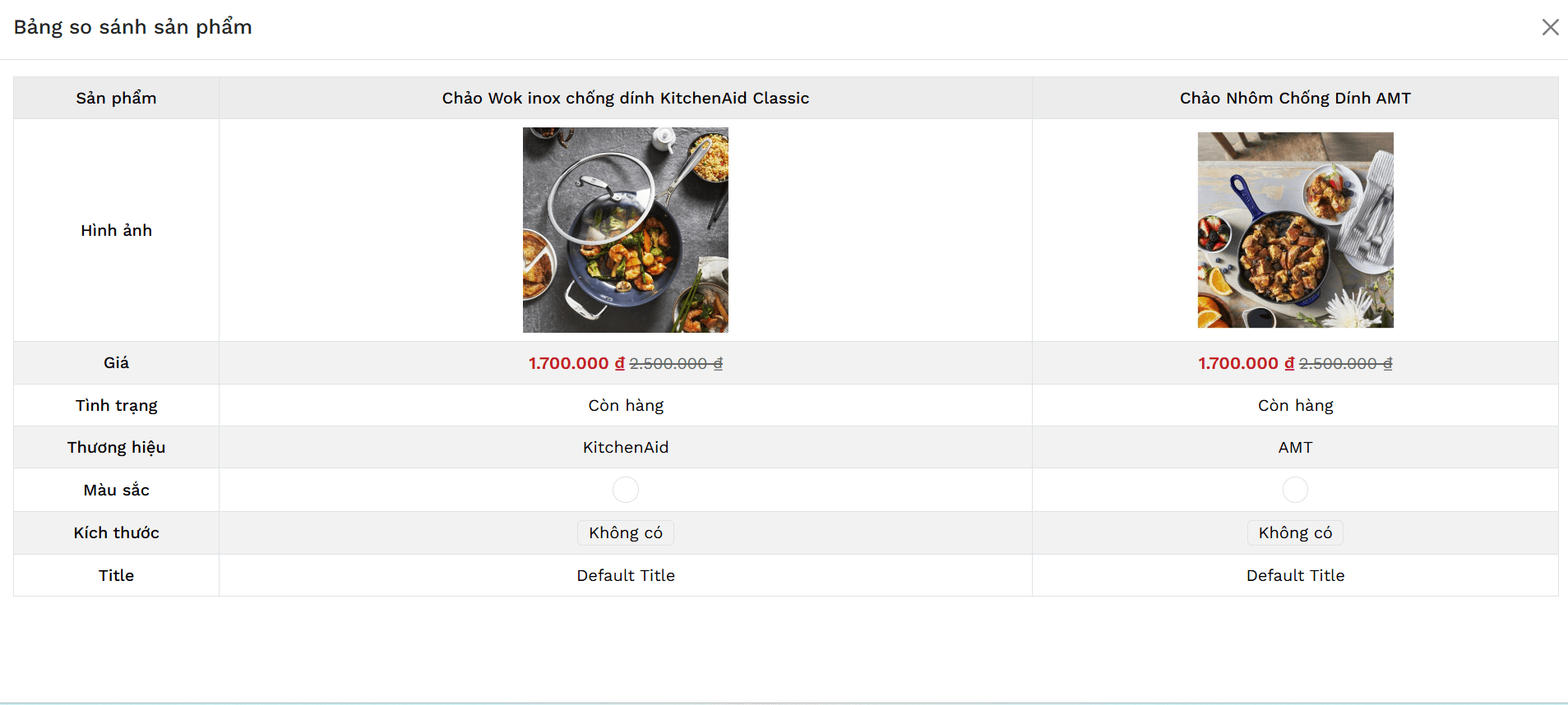 So sánh sản phẩm