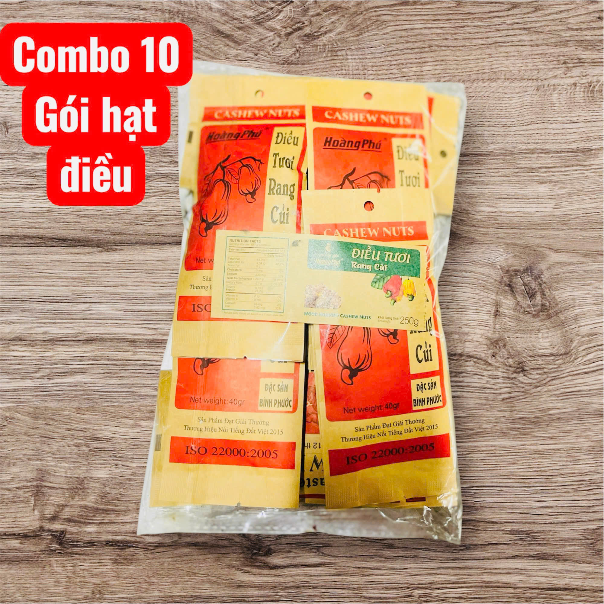 Combo 10 gói hạt điều rang củi 40gr
