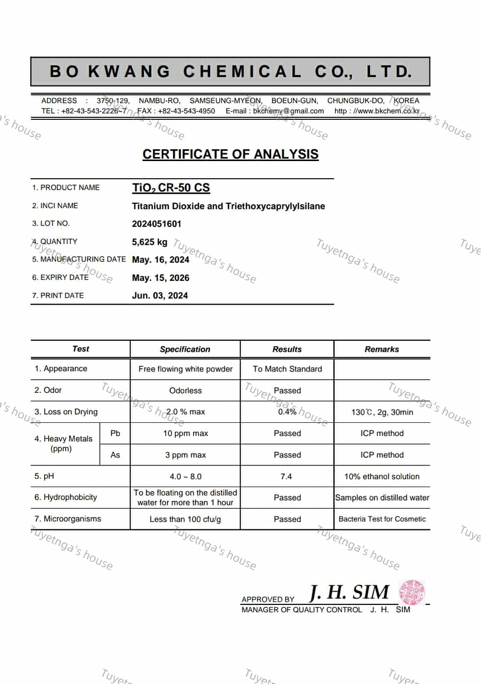 Tio2 bật tông không lộ vân kem -gốc dầu (CR 50 AS)