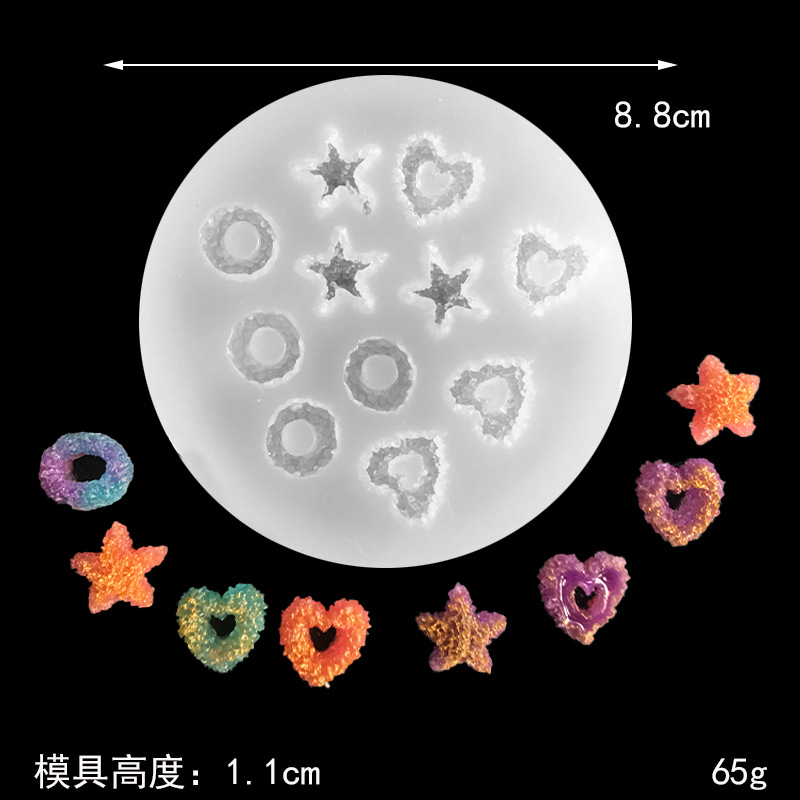 Khuôn silicon hình trái tim ngôi sao hình tròn ngũ cốc DIY Khuôn nến thơm trang trí bánh Donut