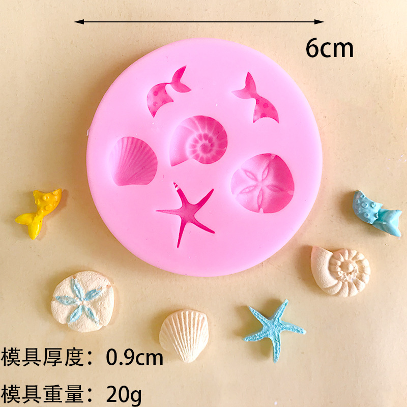 Khuôn silicon fondant hình vỏ sò sóng thuyền buồm sứa biển khuôn trang trí viền bánh sô cô la