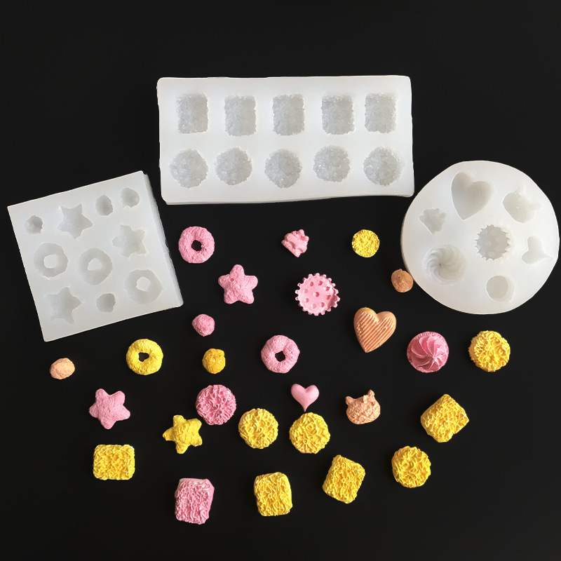 Khuôn silicon hình trái tim ngôi sao hình tròn ngũ cốc DIY Khuôn nến thơm trang trí bánh Donut