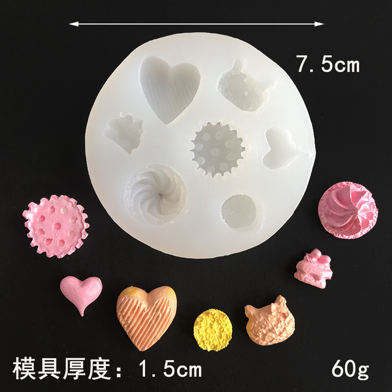 Khuôn silicon hình trái tim ngôi sao hình tròn ngũ cốc DIY Khuôn nến thơm trang trí bánh Donut