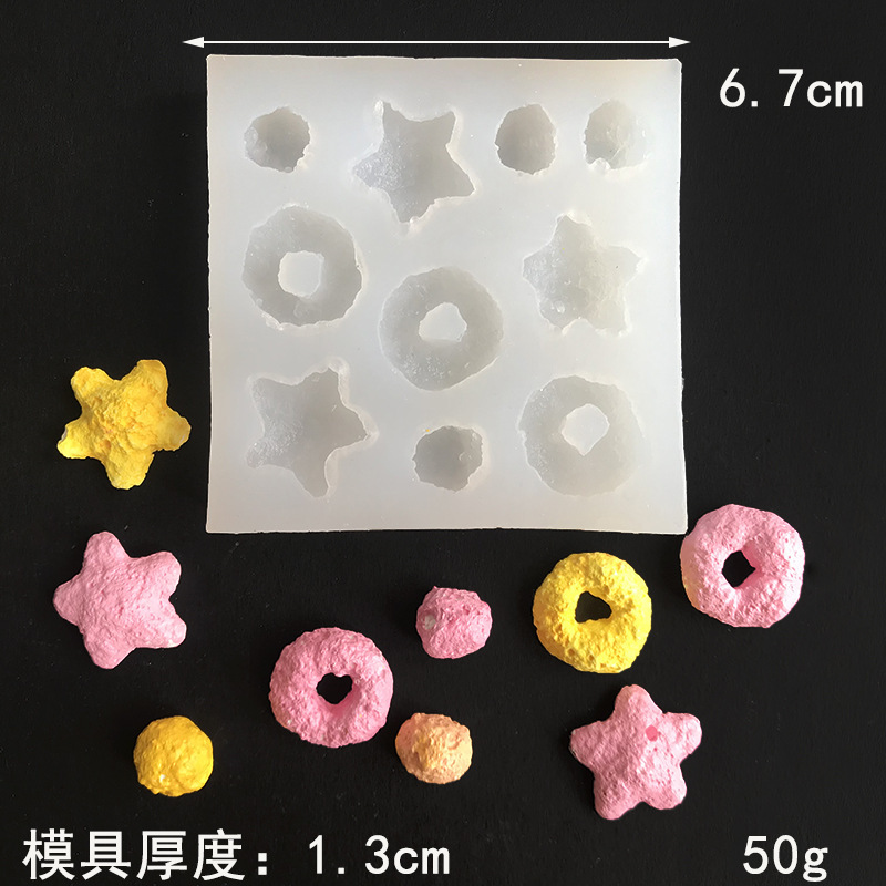 Khuôn silicon hình trái tim ngôi sao hình tròn ngũ cốc DIY Khuôn nến thơm trang trí bánh Donut