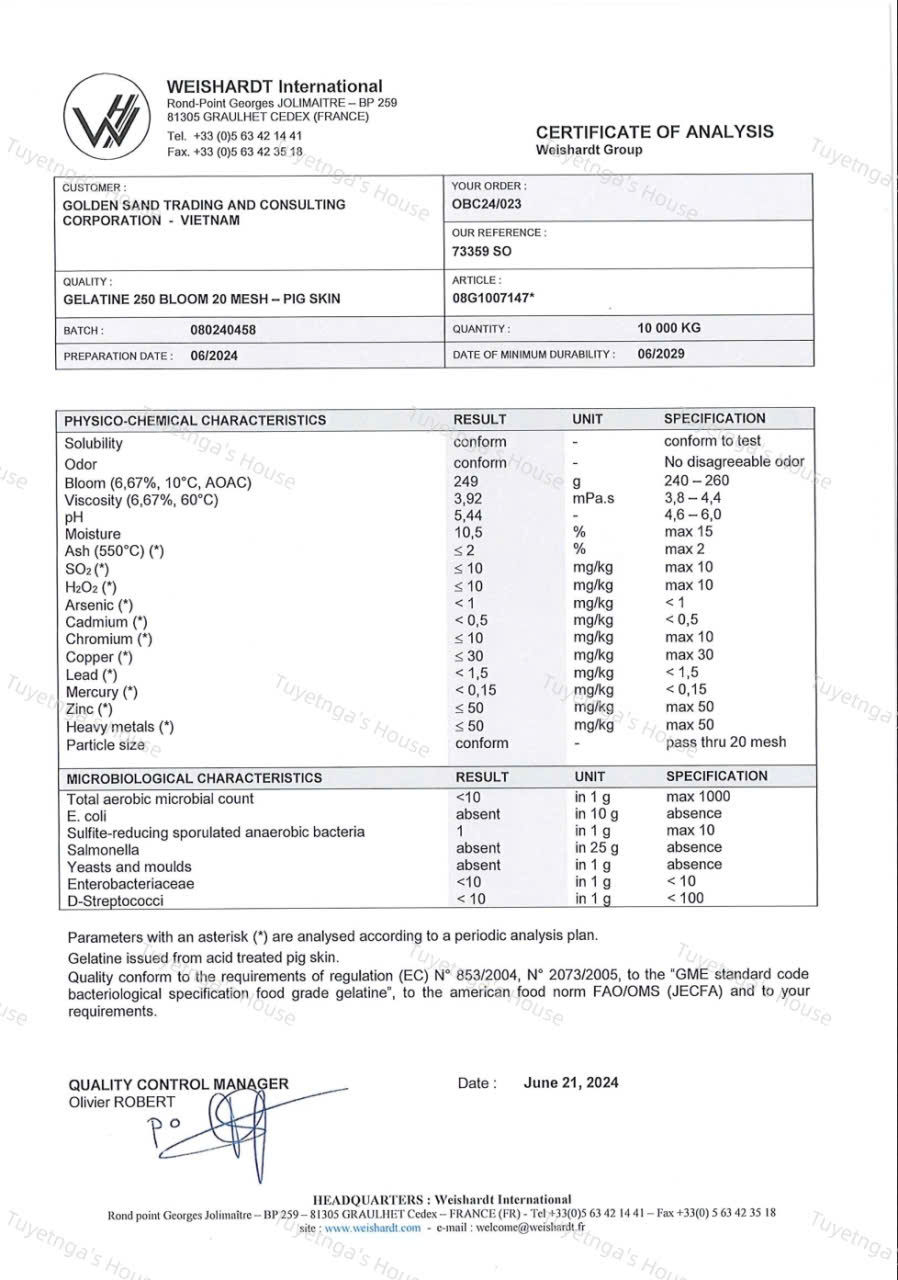 Gelatin cao cấp xuất xứ Pháp làm kẹo thạch chíp chip