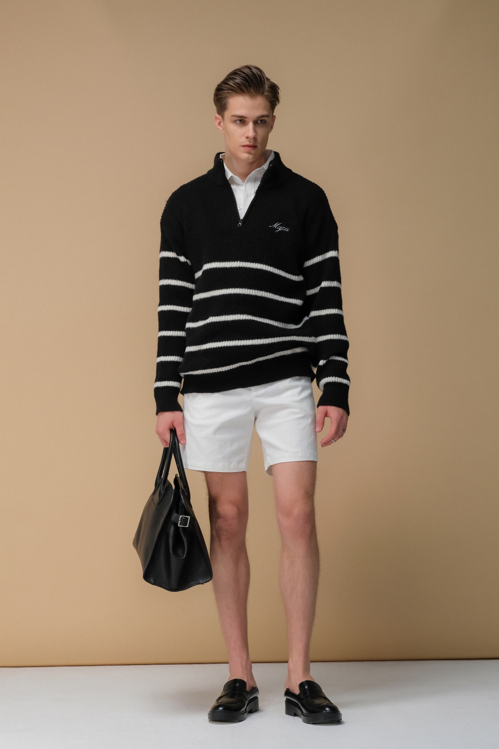 Joseph Zip Striped Sweater Top