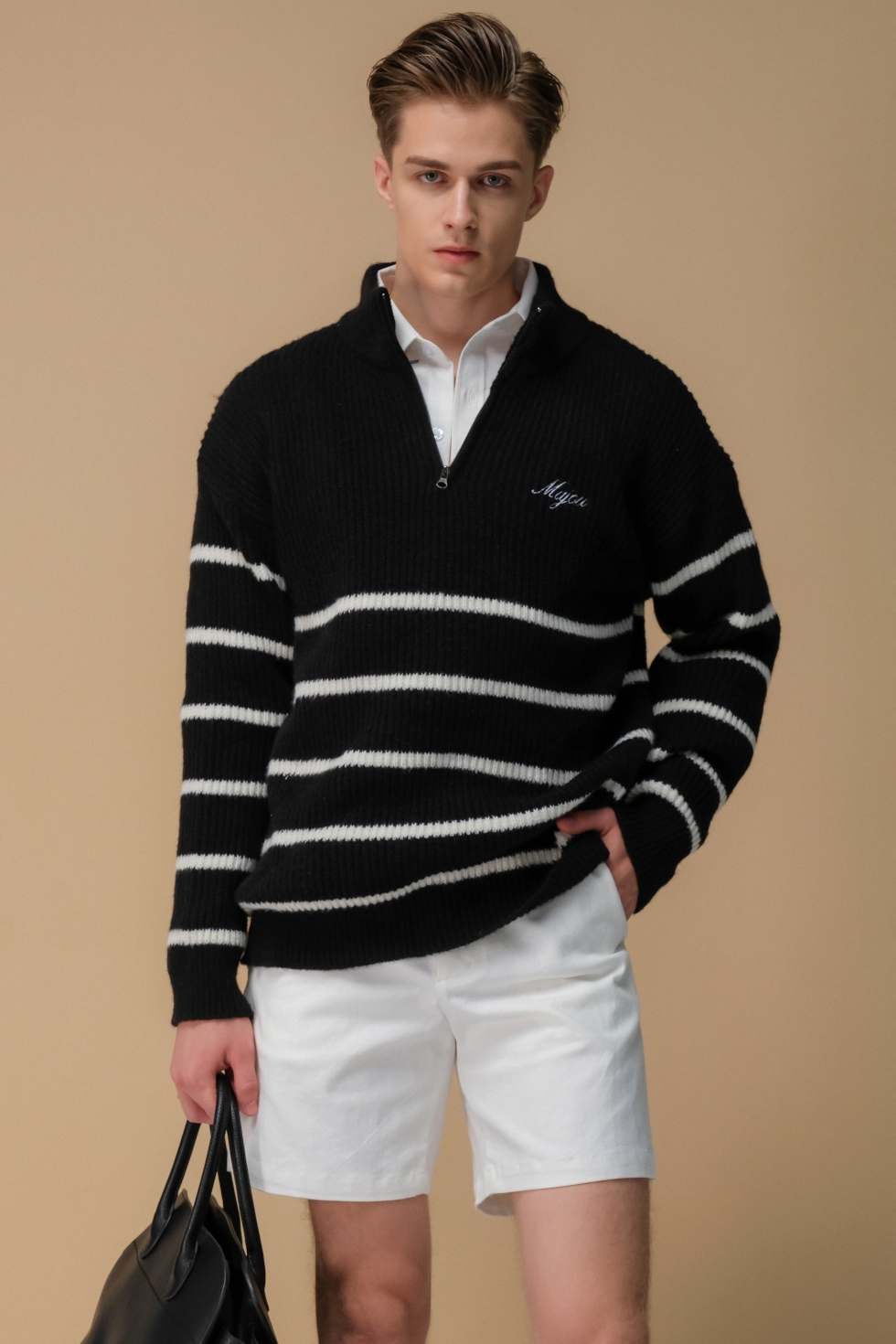 Joseph Zip Striped Sweater Top