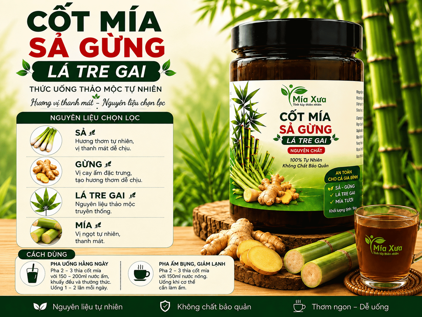 Cốt Mía Sả Gừng Lá Tre Gai Là Gì? Thành Phần Và Cách Dùng