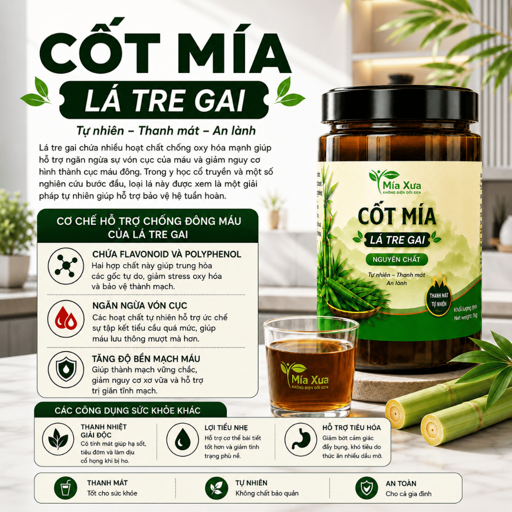 Cốt Mía Lá Tre Gai Mía Xưa Hũ 1Kg