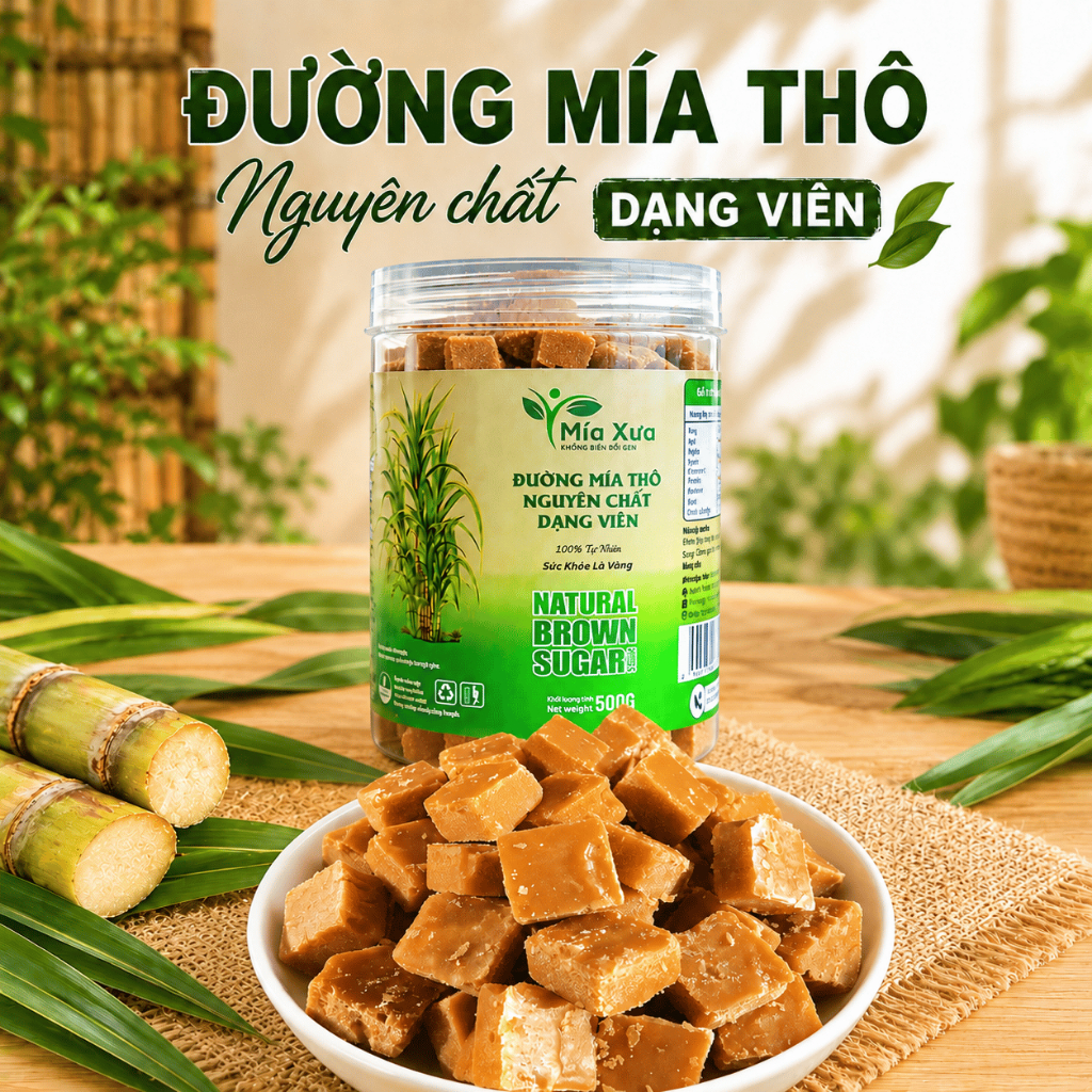 Đường Mía Thô Nguyên Chất Dạng Viên Mía Xưa