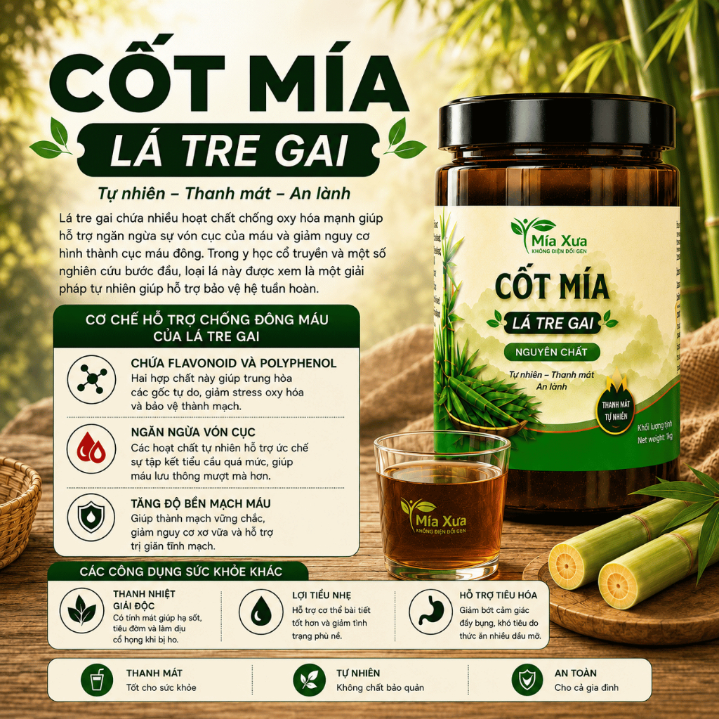 Cốt Mía Lá Tre Gai Mía Xưa Hũ 1Kg