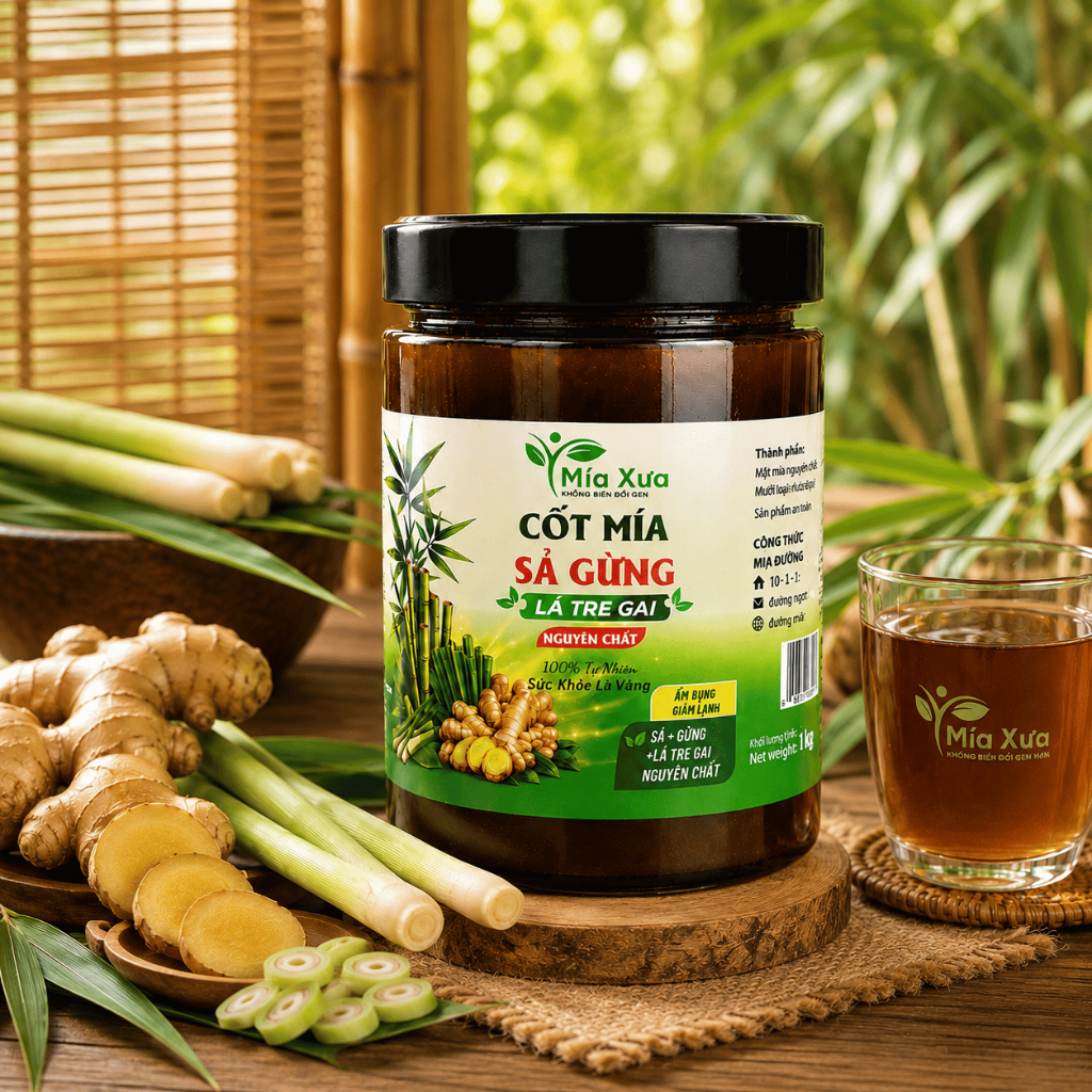 Cốt Mía Sả Gừng Lá Tre Gai Mía Xưa Hũ 1Kg