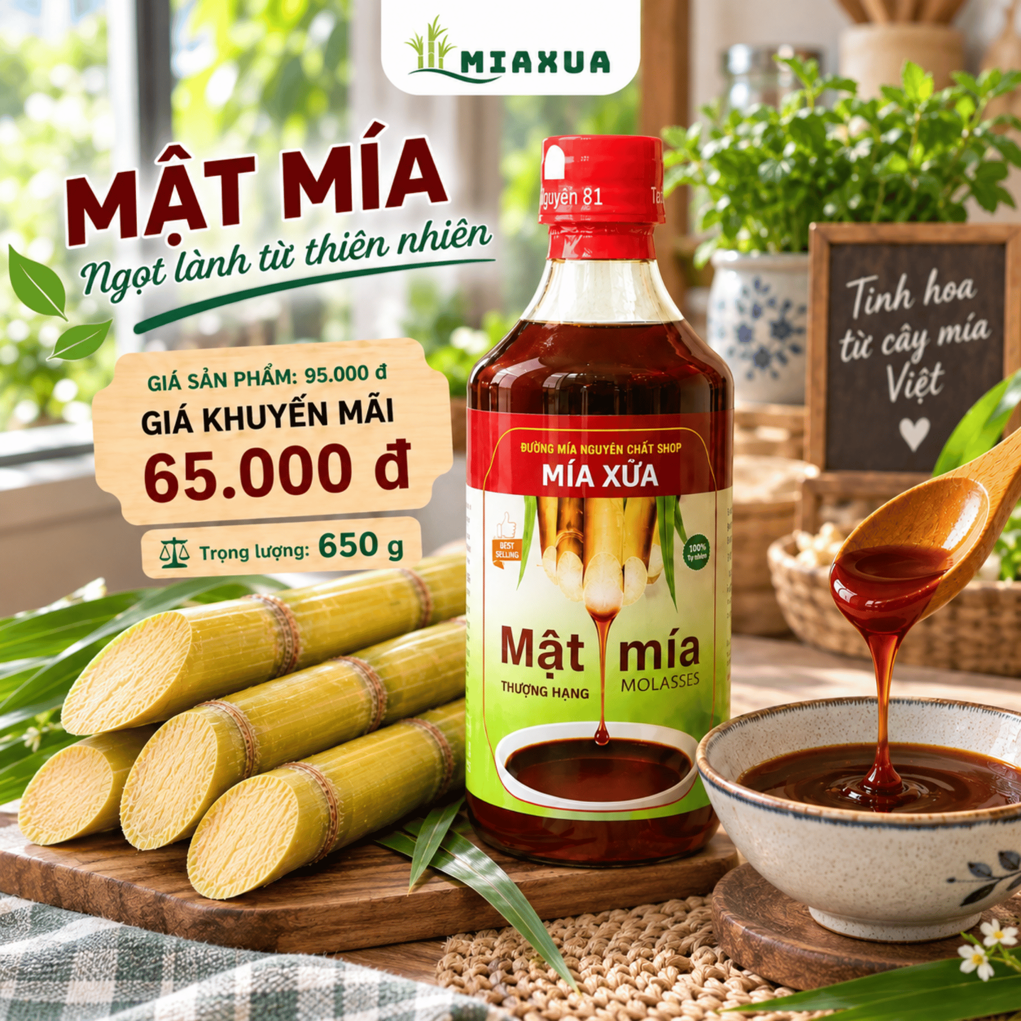 Mật Mía Nguyên Chất Mía Xưa 500ml