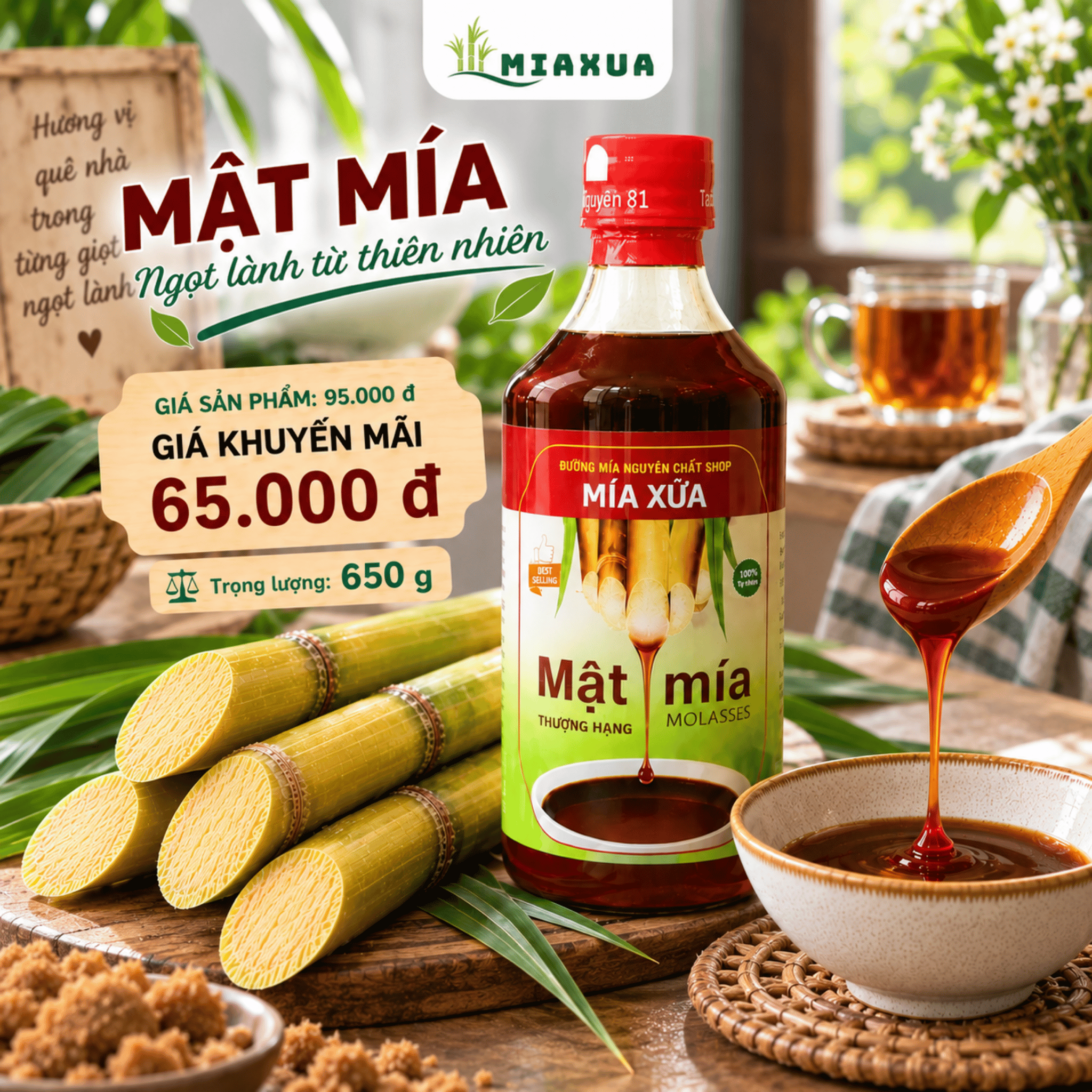 Mật Mía Nguyên Chất Mía Xưa 500ml