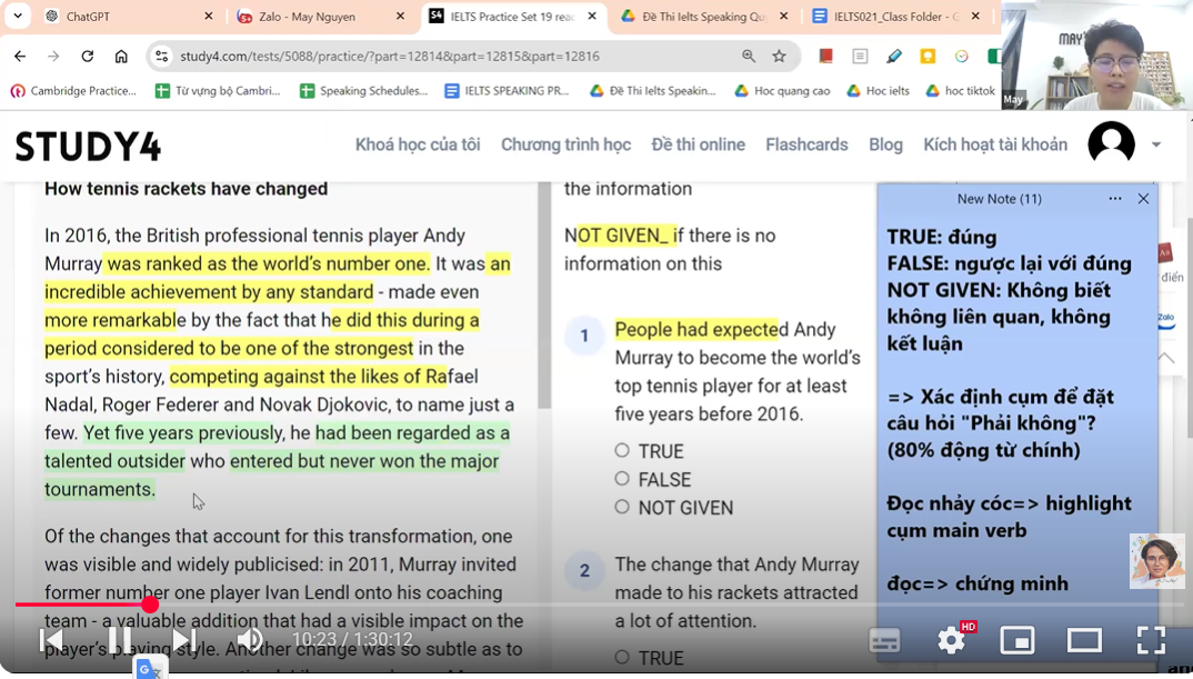 Bài giảng mẫu Reading