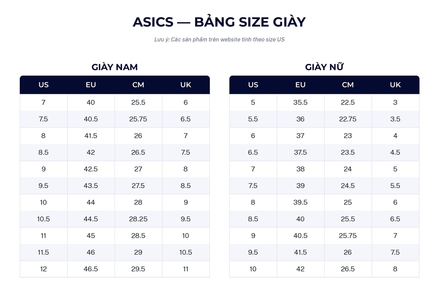 SIZE ASICS - GIÀY