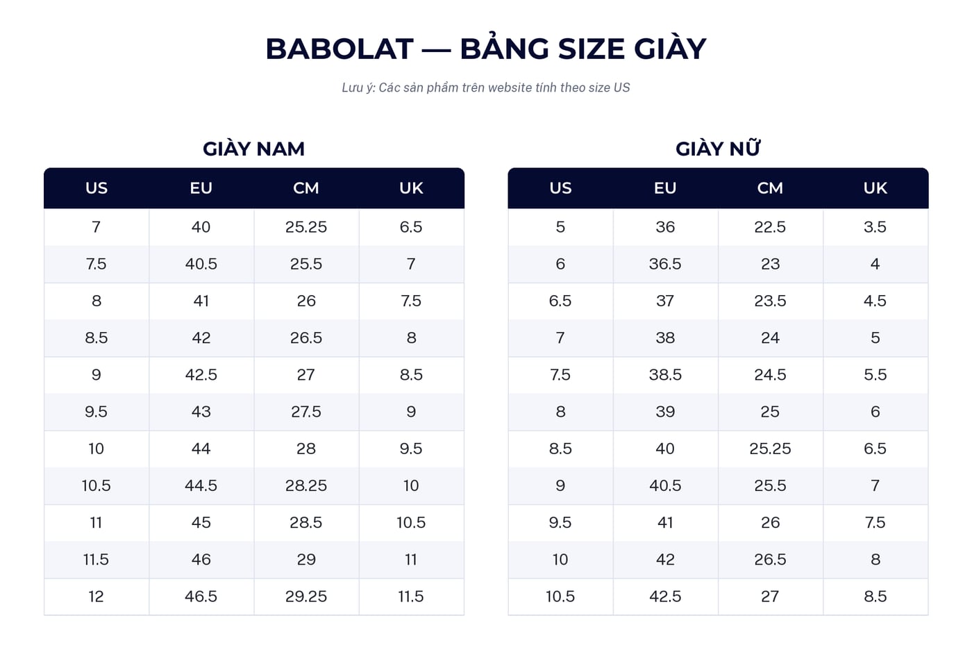 SIZE BABOLAT - GIÀY