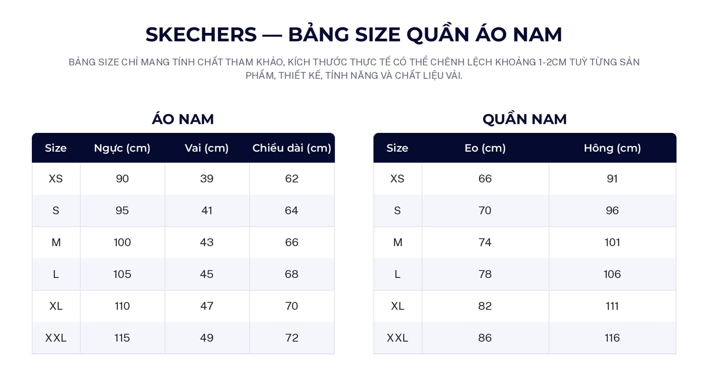 SIZE SKECHERS - QUẦN ÁO NAM