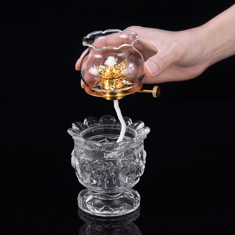 Đèn Dầu Thủy Tinh Cao Cấp 039 - đèn thờ cúng gia tiên, thờ Phật