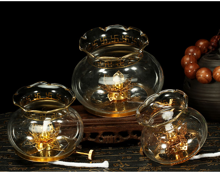 Đèn Dầu Thủy Tinh Cao Cấp 039 - đèn thờ cúng gia tiên, thờ Phật