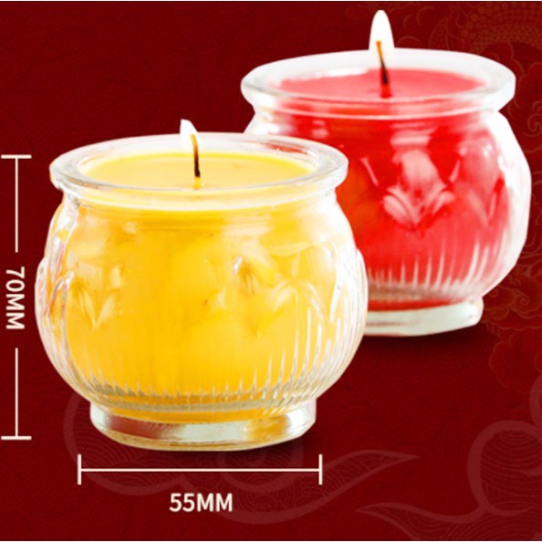 1 cặp nến hoa sen 24h / 1 ngày - nến bơ xinxin hong chuẩn hũ thủy tinh hoa sen