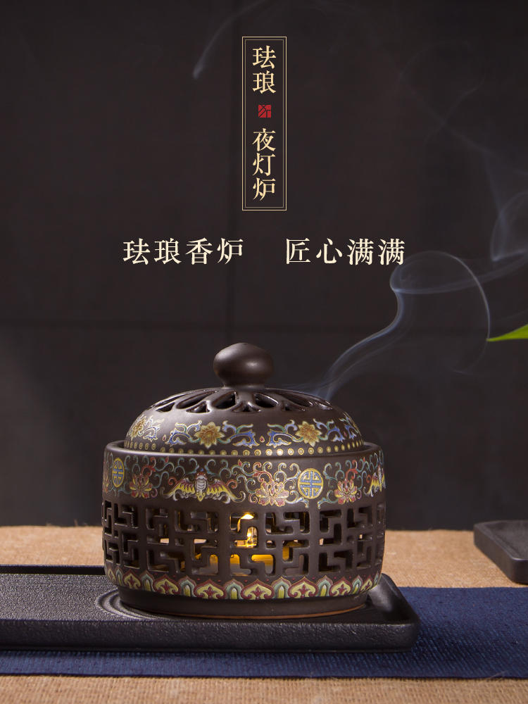 Lư Xông Trầm Hương - Đỉnh Đốt Nhang Bằng Gốm Sứ Cao Cấp Có Hoa Văn Chạm Khắc rồng, sen, chú