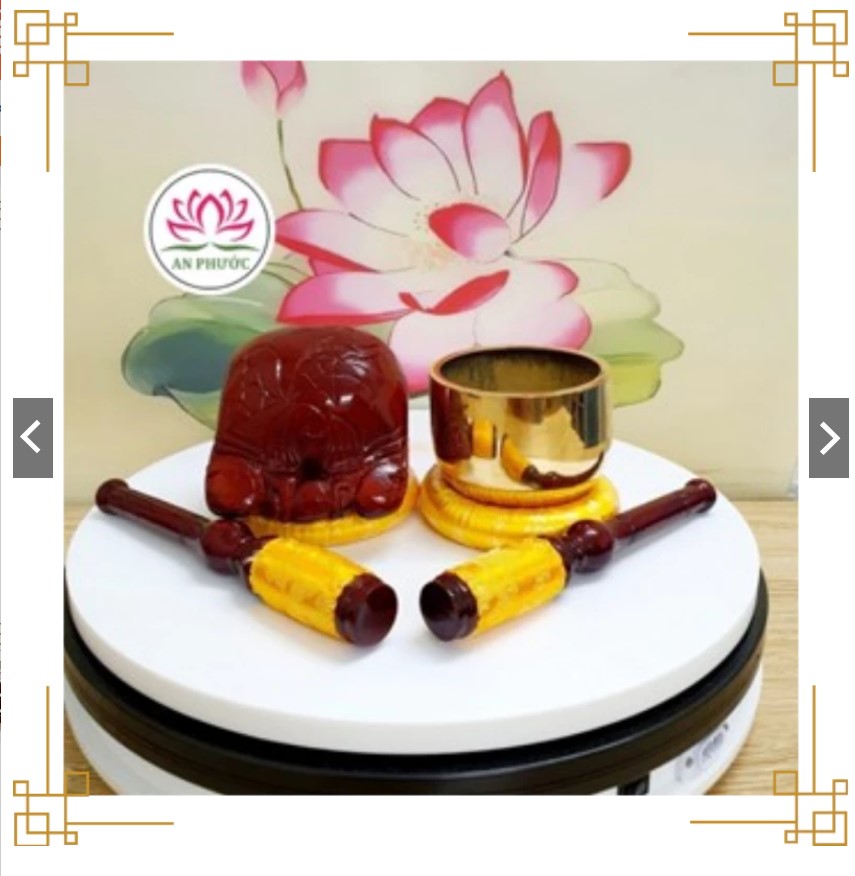 Bộ chuông mõ 10cm dùi gấm