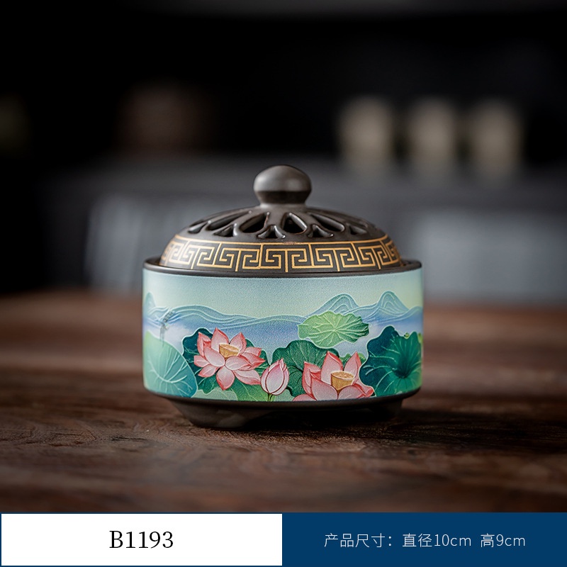 Thác Khói Trầm Hương hình trụ - lư gốm xông trầm Bằng Gốm Sứ Trang Trí