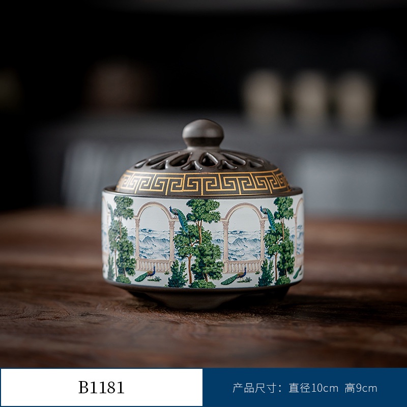 Thác Khói Trầm Hương hình trụ - lư gốm xông trầm Bằng Gốm Sứ Trang Trí