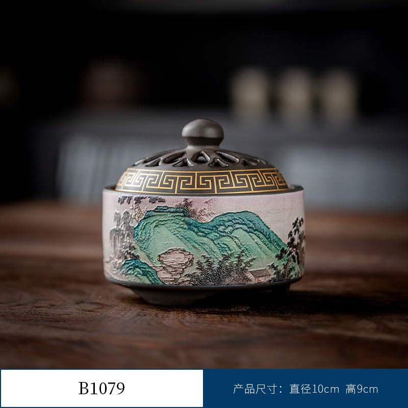 Thác Khói Trầm Hương hình trụ - lư gốm xông trầm Bằng Gốm Sứ Trang Trí